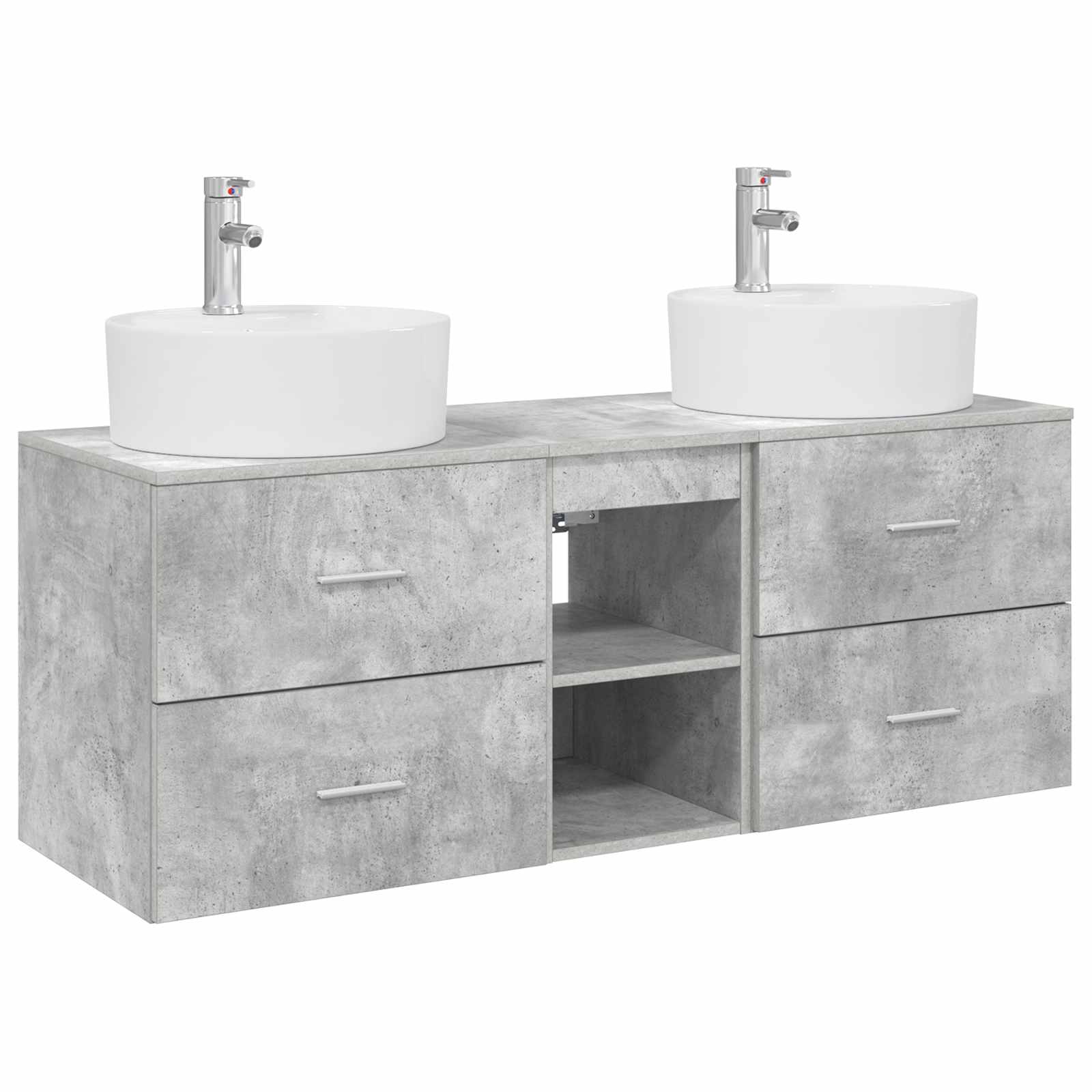 Badkamerkastenset 3 st Betongrijs 49,5 x 44,5 x 65 cm