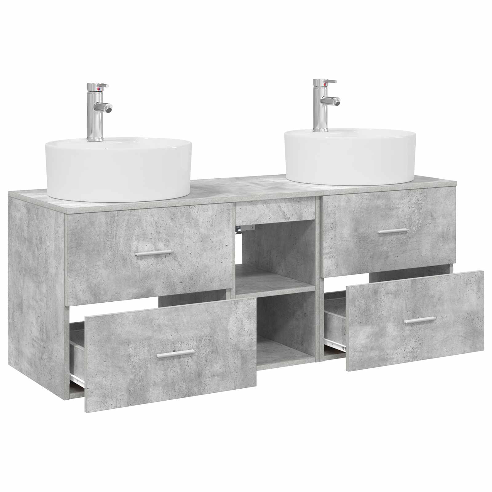 Badkamerkastenset 3 st Betongrijs 49,5 x 44,5 x 65 cm
