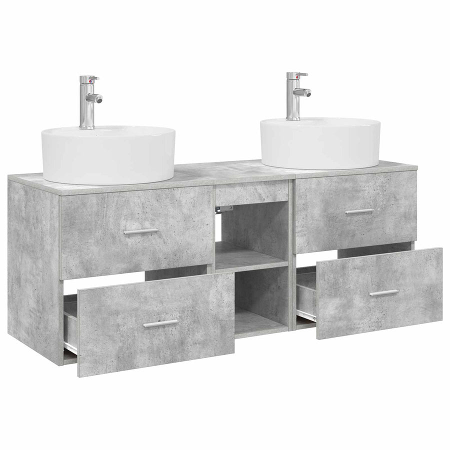 Badkamerkastenset 3 st Betongrijs 49,5 x 44,5 x 65 cm