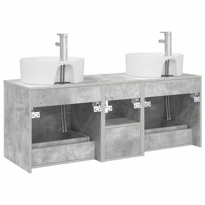 Badkamerkastenset 3 st Betongrijs 49,5 x 44,5 x 65 cm
