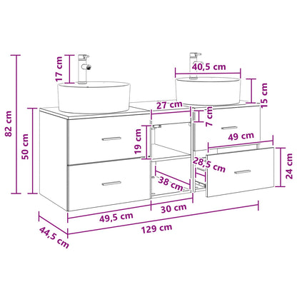 Badkamerkastenset 3 st Betongrijs 49,5 x 44,5 x 65 cm