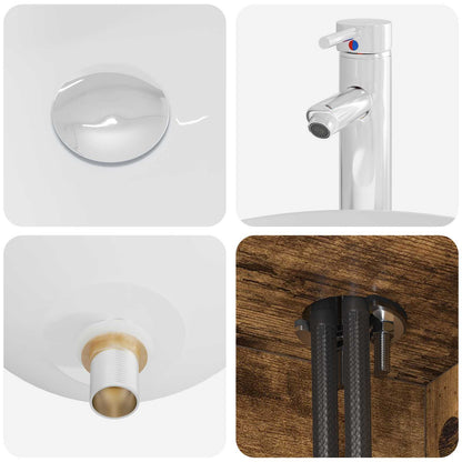 Badkamerkastenset 3 st Gerookt eiken 49,5 x 44,5 x 65 cm