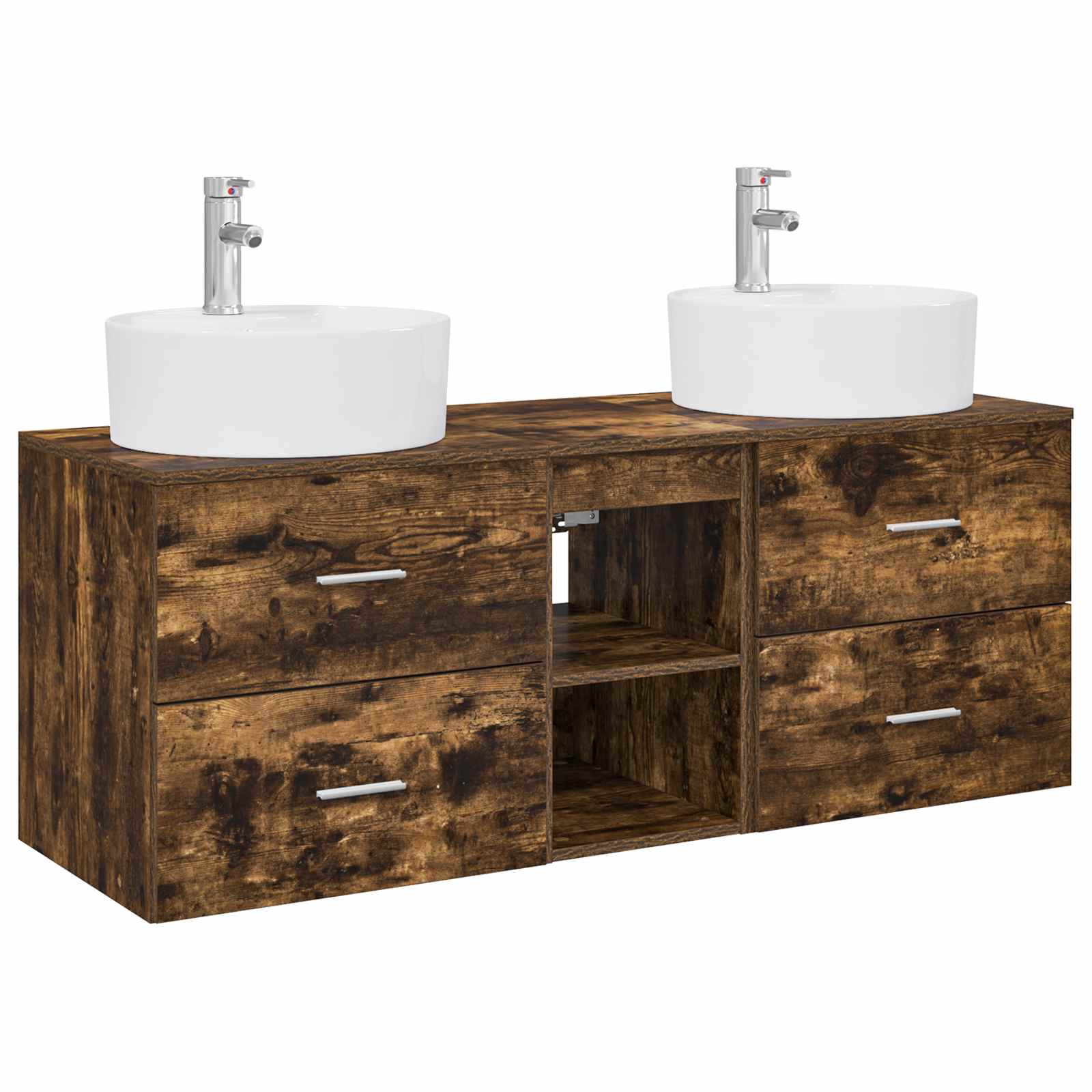 Badkamerkastenset 3 st Gerookt eiken 49,5 x 44,5 x 65 cm