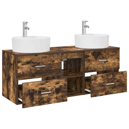 Badkamerkastenset 3 st Gerookt eiken 49,5 x 44,5 x 65 cm