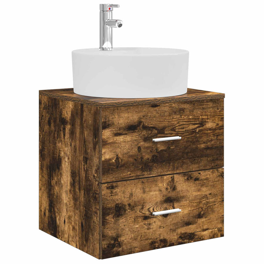 Badkamerkastenset 3 st Gerookt eiken 49,5 x 44,5 x 65 cm