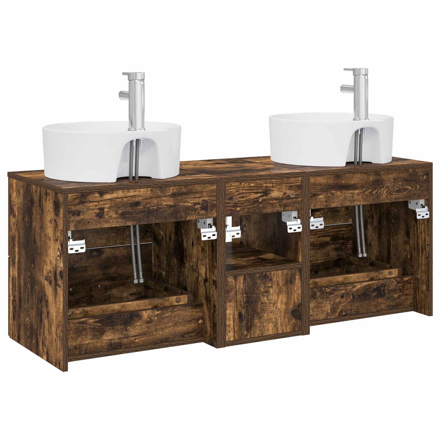 Badkamerkastenset 3 st Gerookt eiken 49,5 x 44,5 x 65 cm