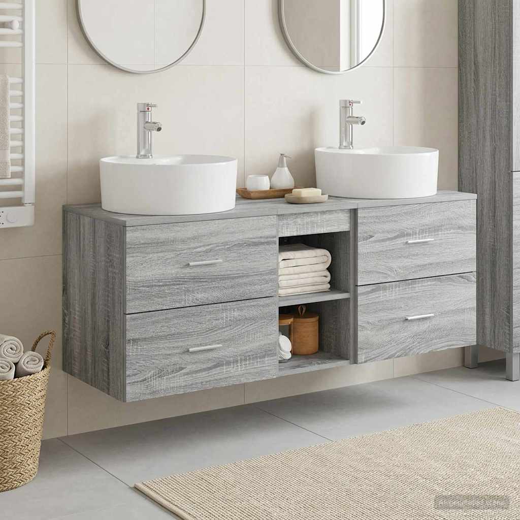 Badkamerkastenset 3 st Grijs Sonoma 49,5 x 44,5 x 65 cm