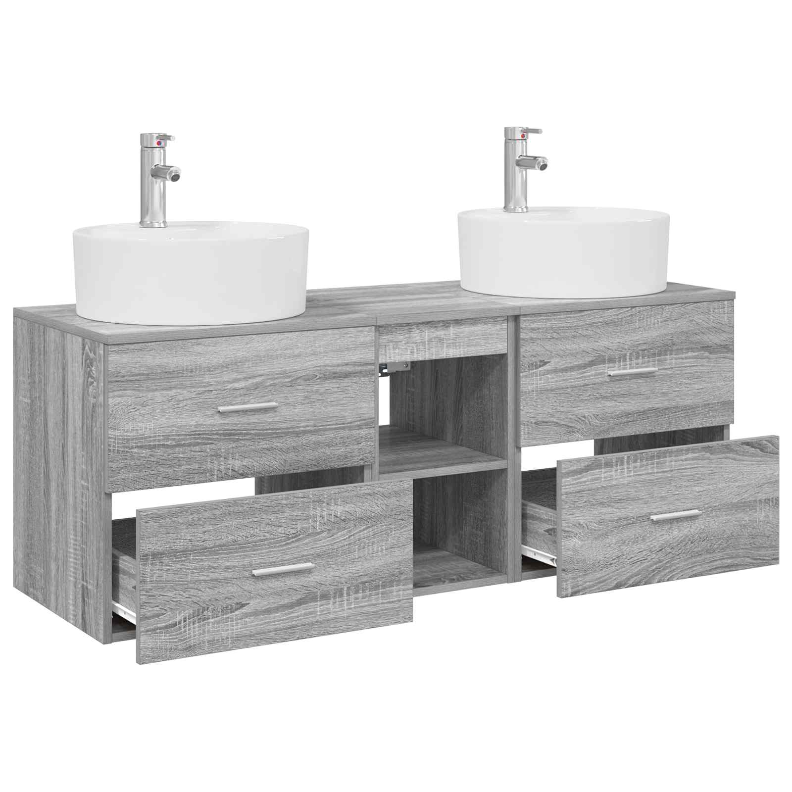 Badkamerkastenset 3 st Grijs Sonoma 49,5 x 44,5 x 65 cm
