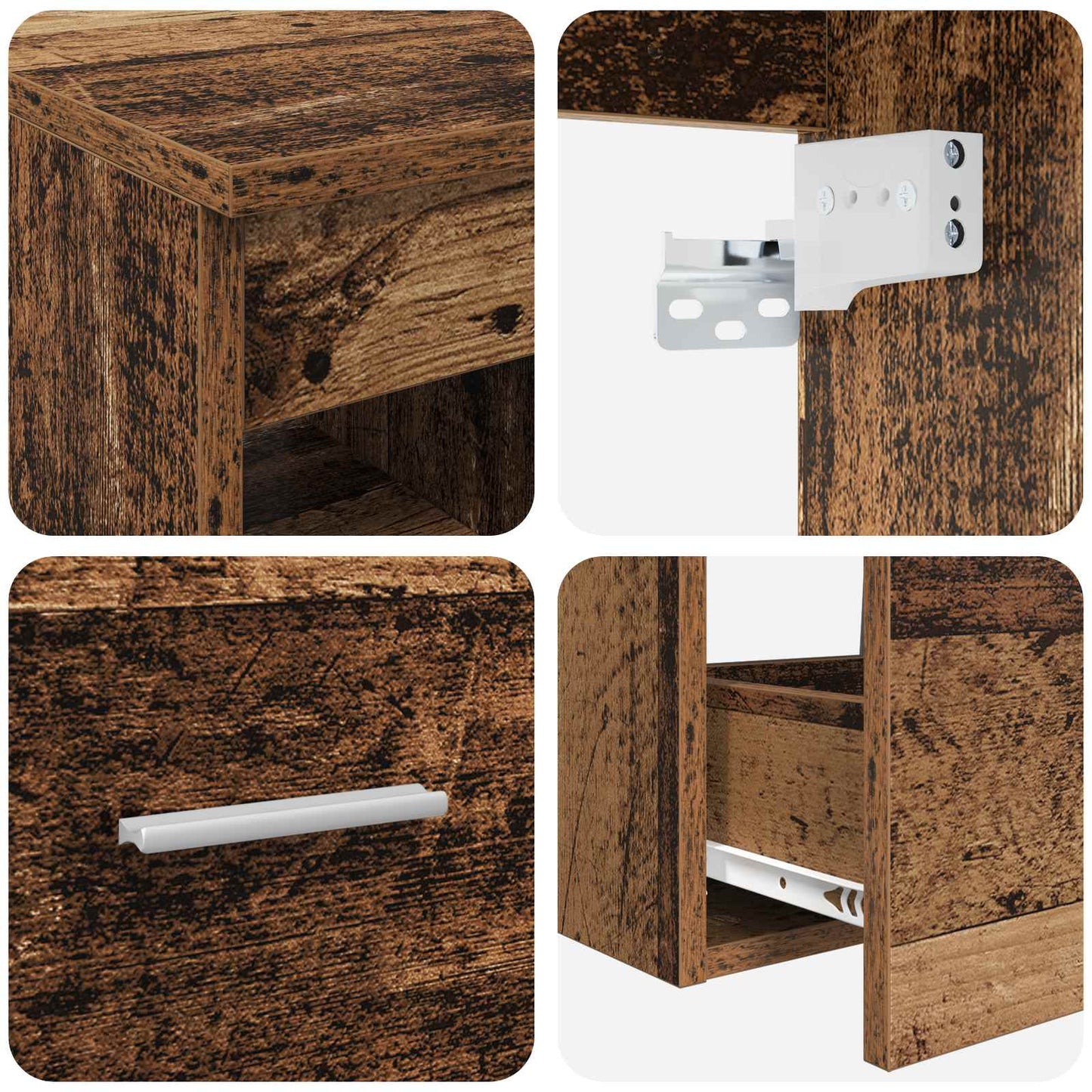 Badkamerkastenset 3 st Oud hout 49,5 x 44,5 x 65 cm