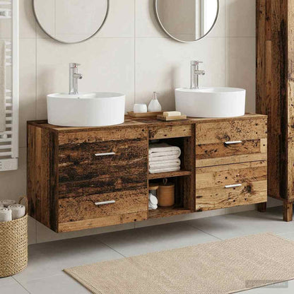 Badkamerkastenset 3 st Oud hout 49,5 x 44,5 x 65 cm