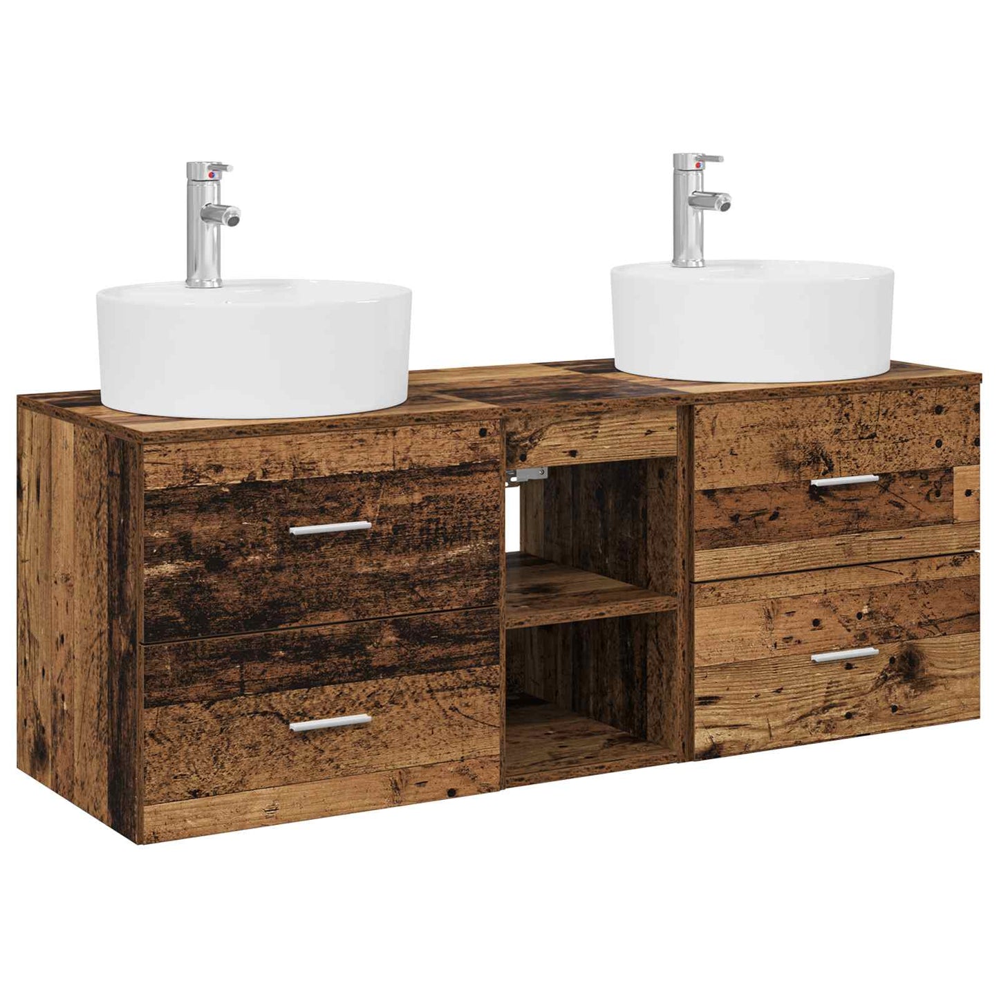 Badkamerkastenset 3 st Oud hout 49,5 x 44,5 x 65 cm