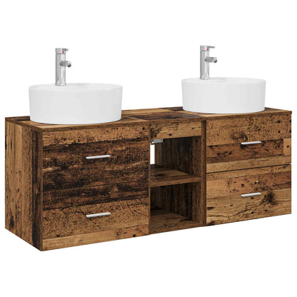 Badkamerkastenset 3 st Oud hout 49,5 x 44,5 x 65 cm