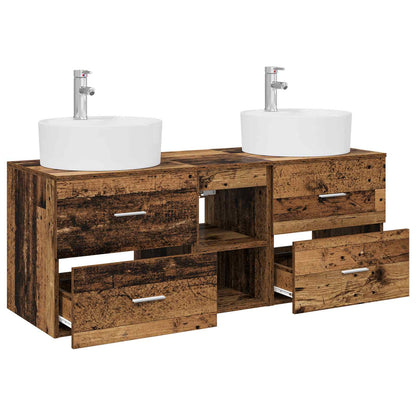 Badkamerkastenset 3 st Oud hout 49,5 x 44,5 x 65 cm