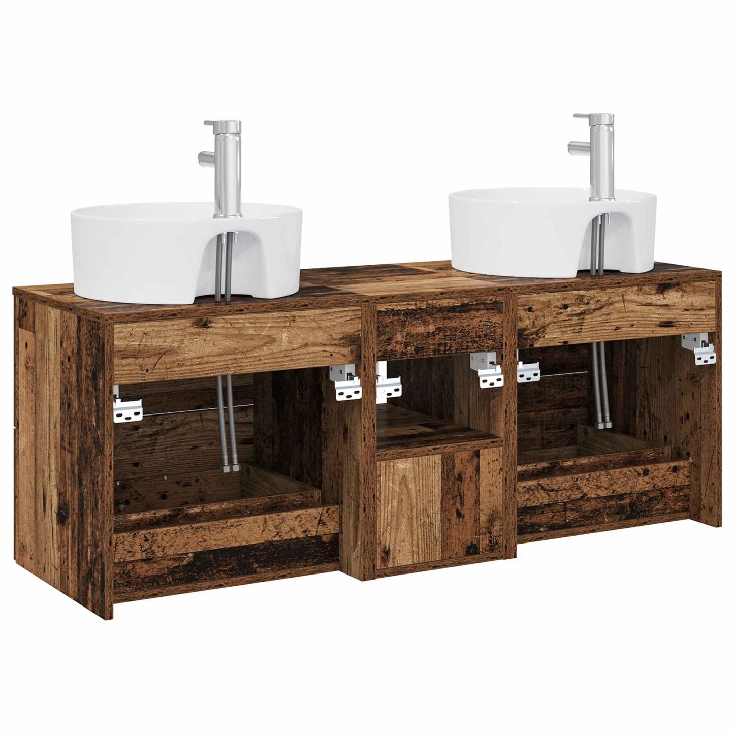 Badkamerkastenset 3 st Oud hout 49,5 x 44,5 x 65 cm