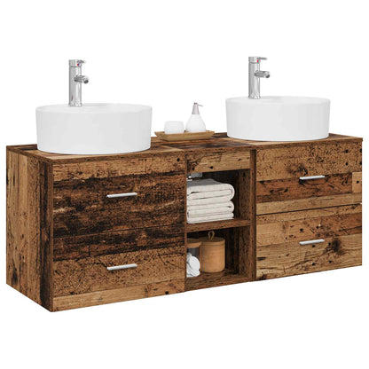Badkamerkastenset 3 st Oud hout 49,5 x 44,5 x 65 cm