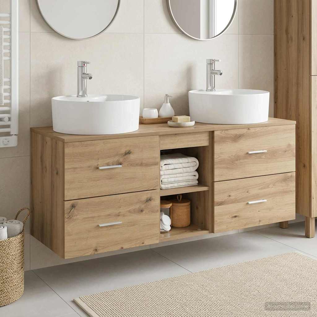 Badkamerkastenset 3 st Artisanaal eiken 49,5 x 44,5 x 65 cm