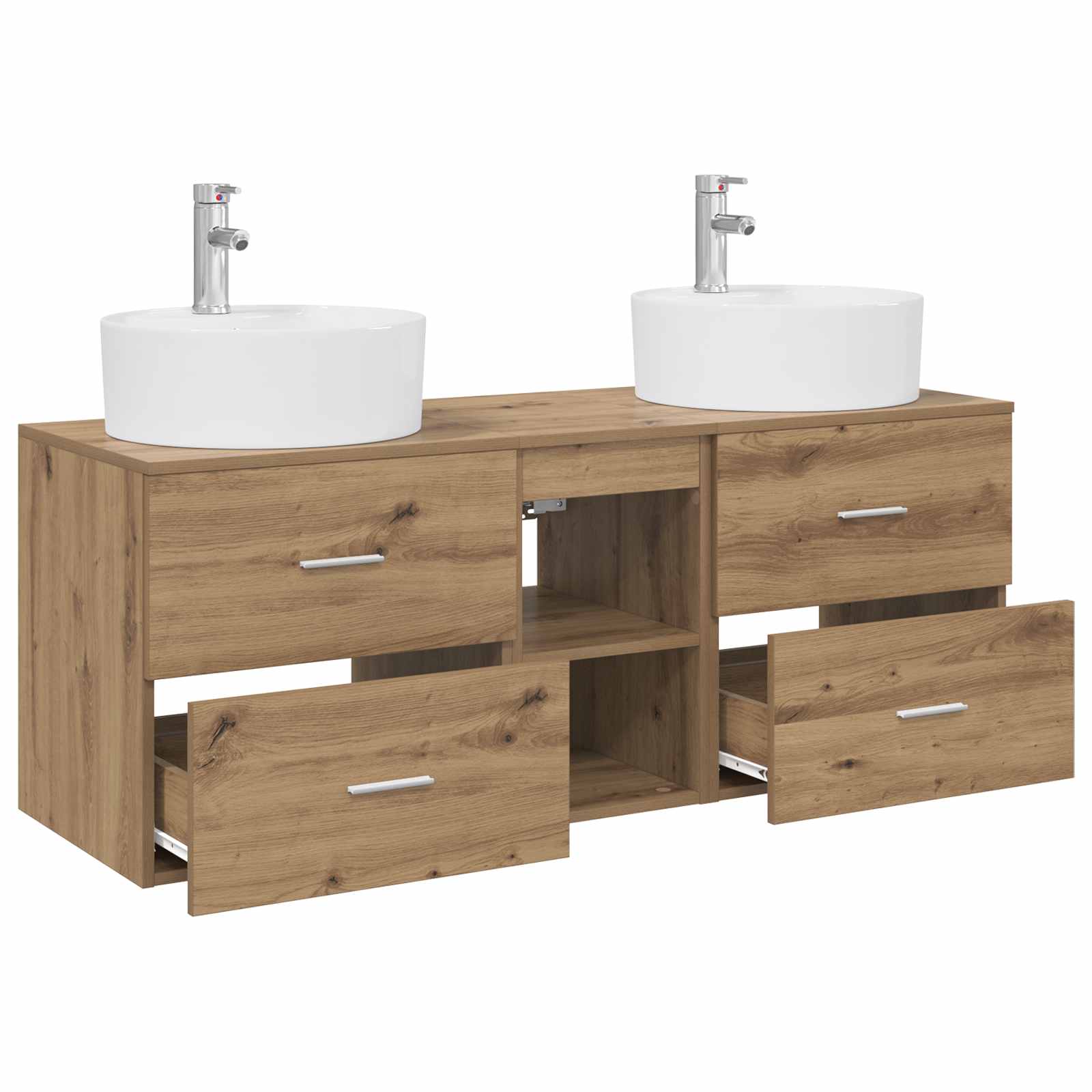 Badkamerkastenset 3 st Artisanaal eiken 49,5 x 44,5 x 65 cm