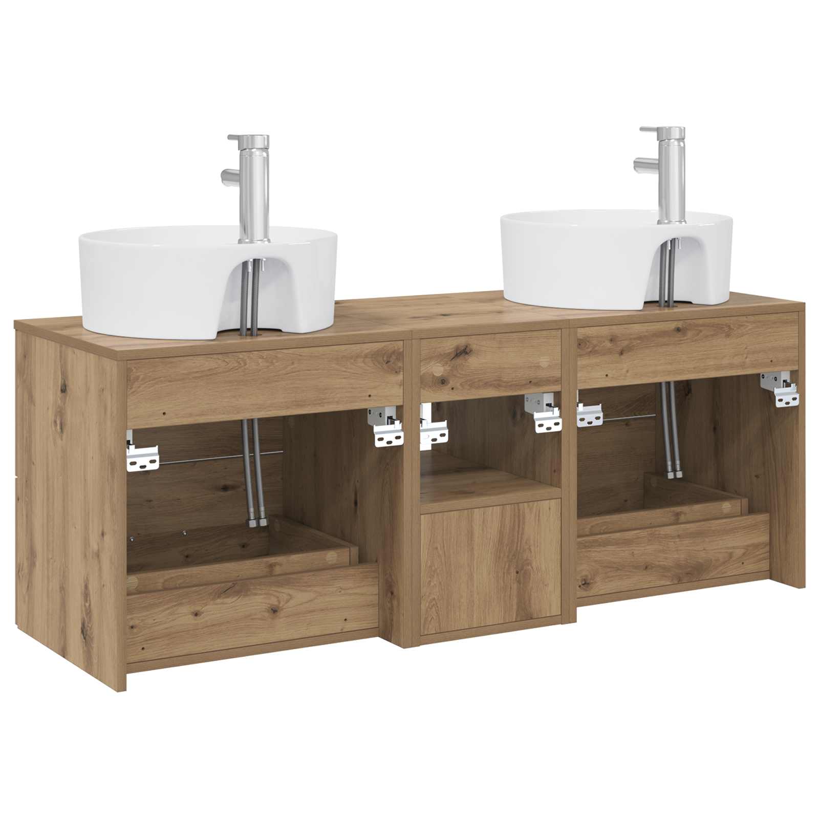 Badkamerkastenset 3 st Artisanaal eiken 49,5 x 44,5 x 65 cm