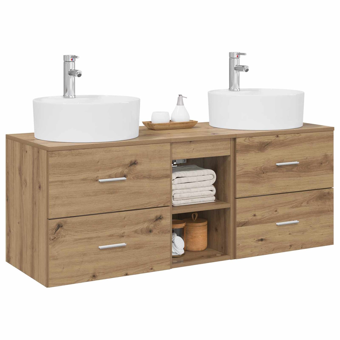 Badkamerkastenset 3 st Artisanaal eiken 49,5 x 44,5 x 65 cm
