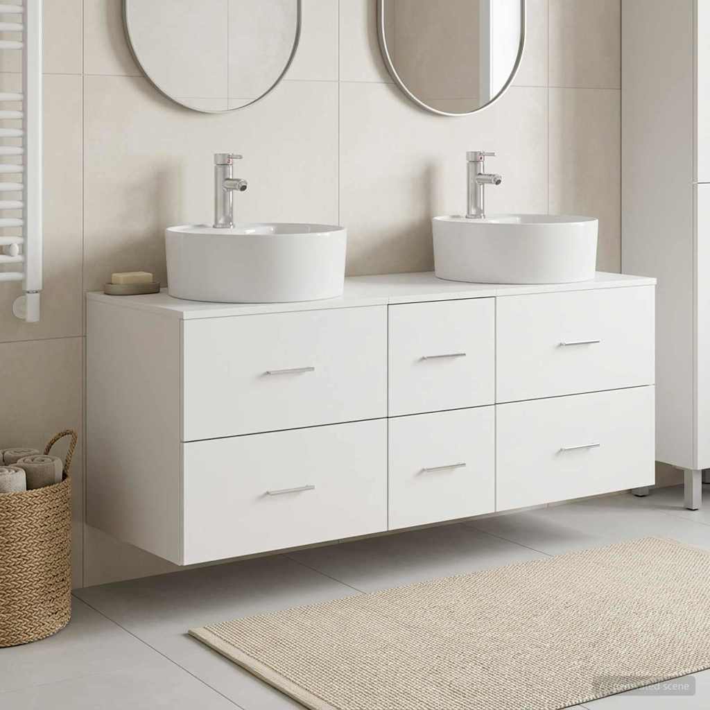 Badkamermeubelset 3 st Wit 49,5 x 44,5 x 65 cm Bewerkt hout