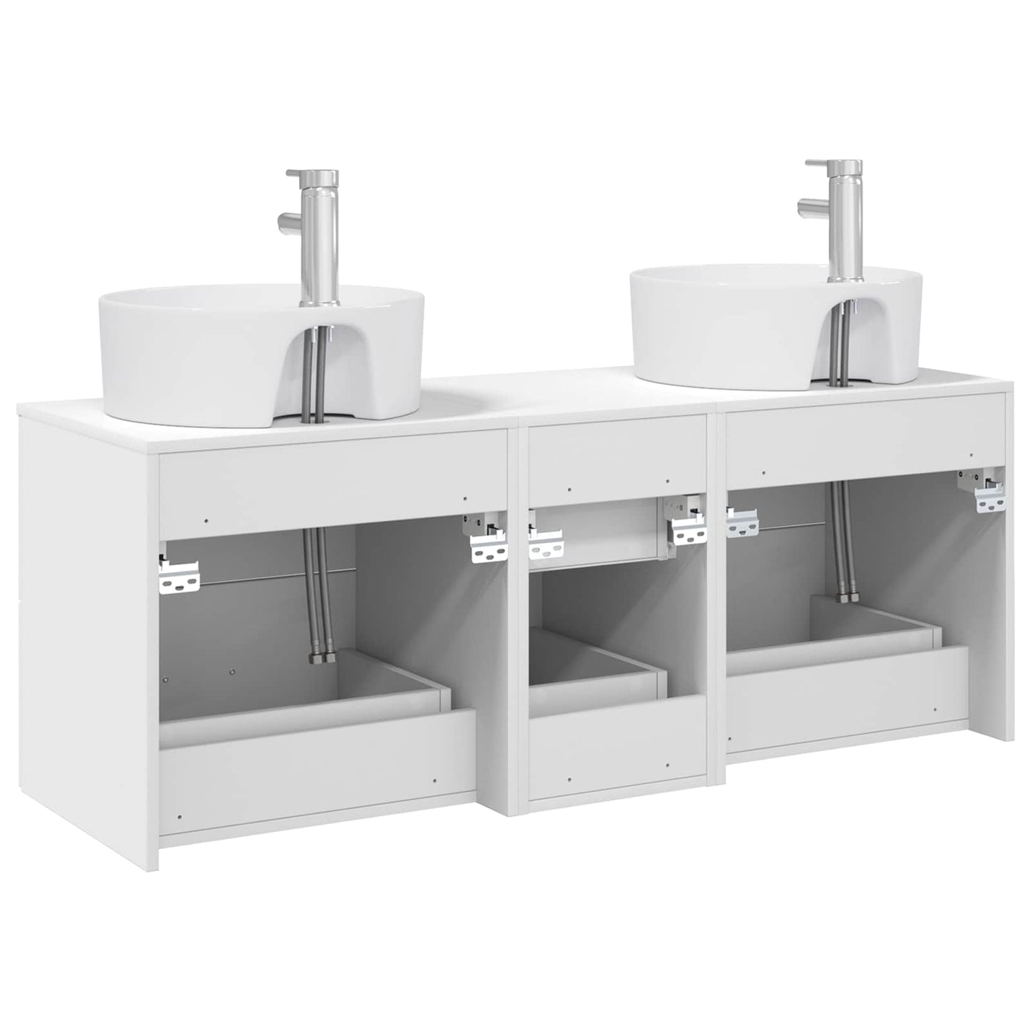 Badkamermeubelset 3 st Wit 49,5 x 44,5 x 65 cm Bewerkt hout