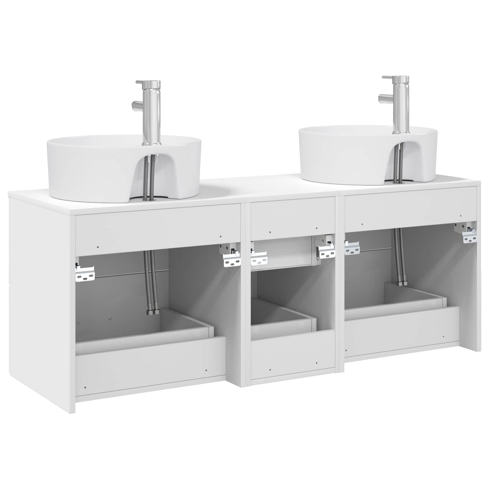Badkamermeubelset 3 st Wit 49,5 x 44,5 x 65 cm Bewerkt hout
