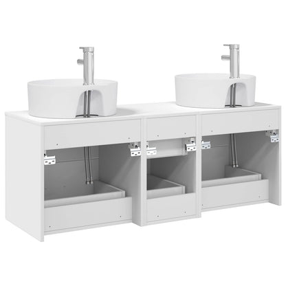 Badkamermeubelset 3 st Wit 49,5 x 44,5 x 65 cm Bewerkt hout