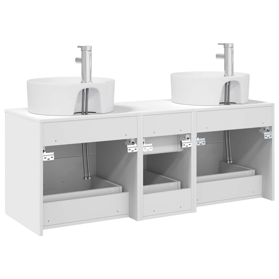 Badkamermeubelset 3 st Wit 49,5 x 44,5 x 65 cm Bewerkt hout