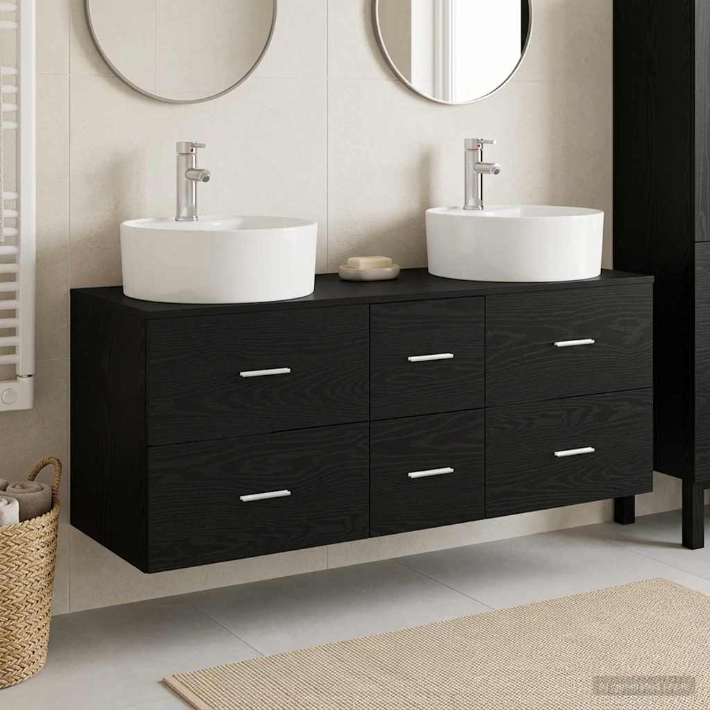 Badkamermeubelset 3 st Zwart 49,5 x 44,5 x 65 cm Bewerkt hout