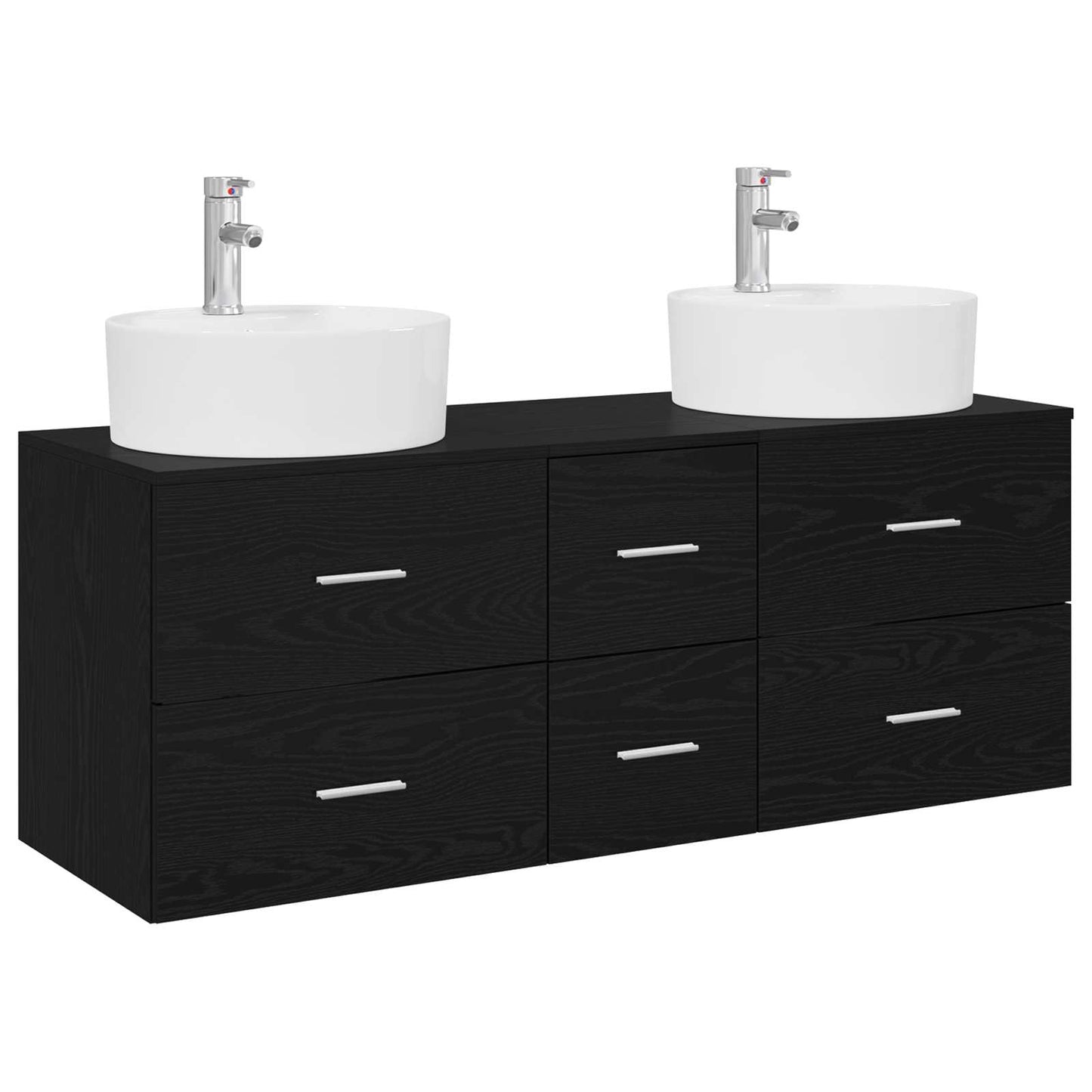 Badkamermeubelset 3 st Zwart 49,5 x 44,5 x 65 cm Bewerkt hout