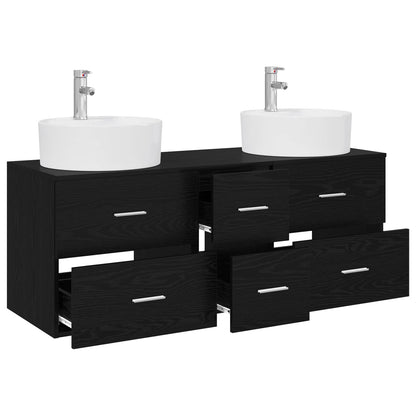 Badkamermeubelset 3 st Zwart 49,5 x 44,5 x 65 cm Bewerkt hout