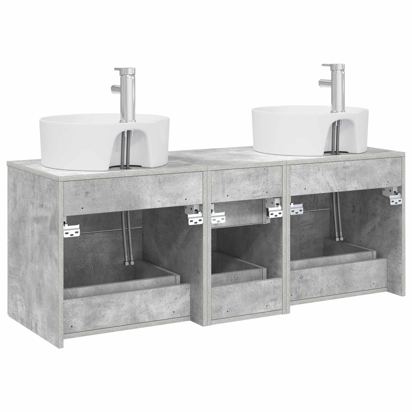 Badkamermeubelset 3 st Betongrijs 49,5 x 44,5 x 65 cm