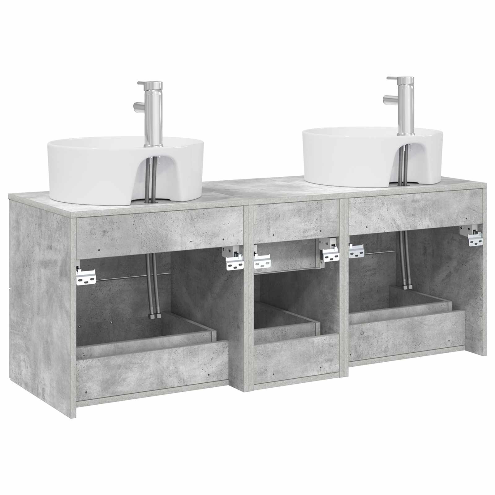 Badkamermeubelset 3 st Betongrijs 49,5 x 44,5 x 65 cm