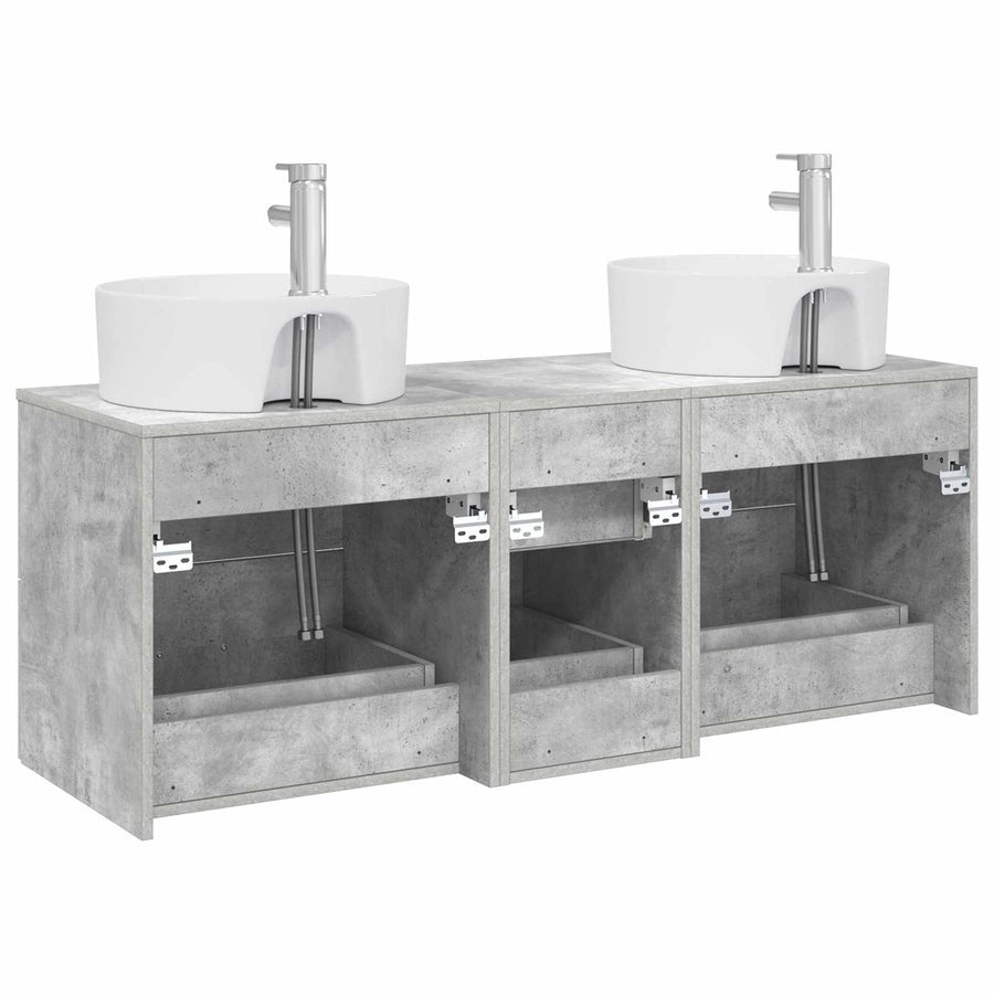 Badkamermeubelset 3 st Betongrijs 49,5 x 44,5 x 65 cm