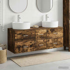 Badkamermeubelset 3 st Gerookt eiken 49,5 x 44,5 x 65 cm