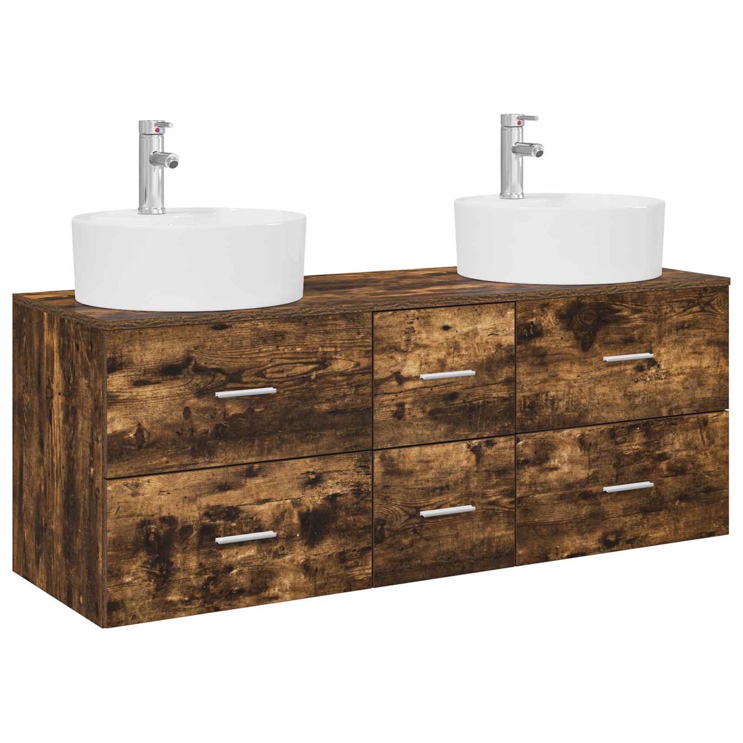 Badkamermeubelset 3 st Gerookt eiken 49,5 x 44,5 x 65 cm