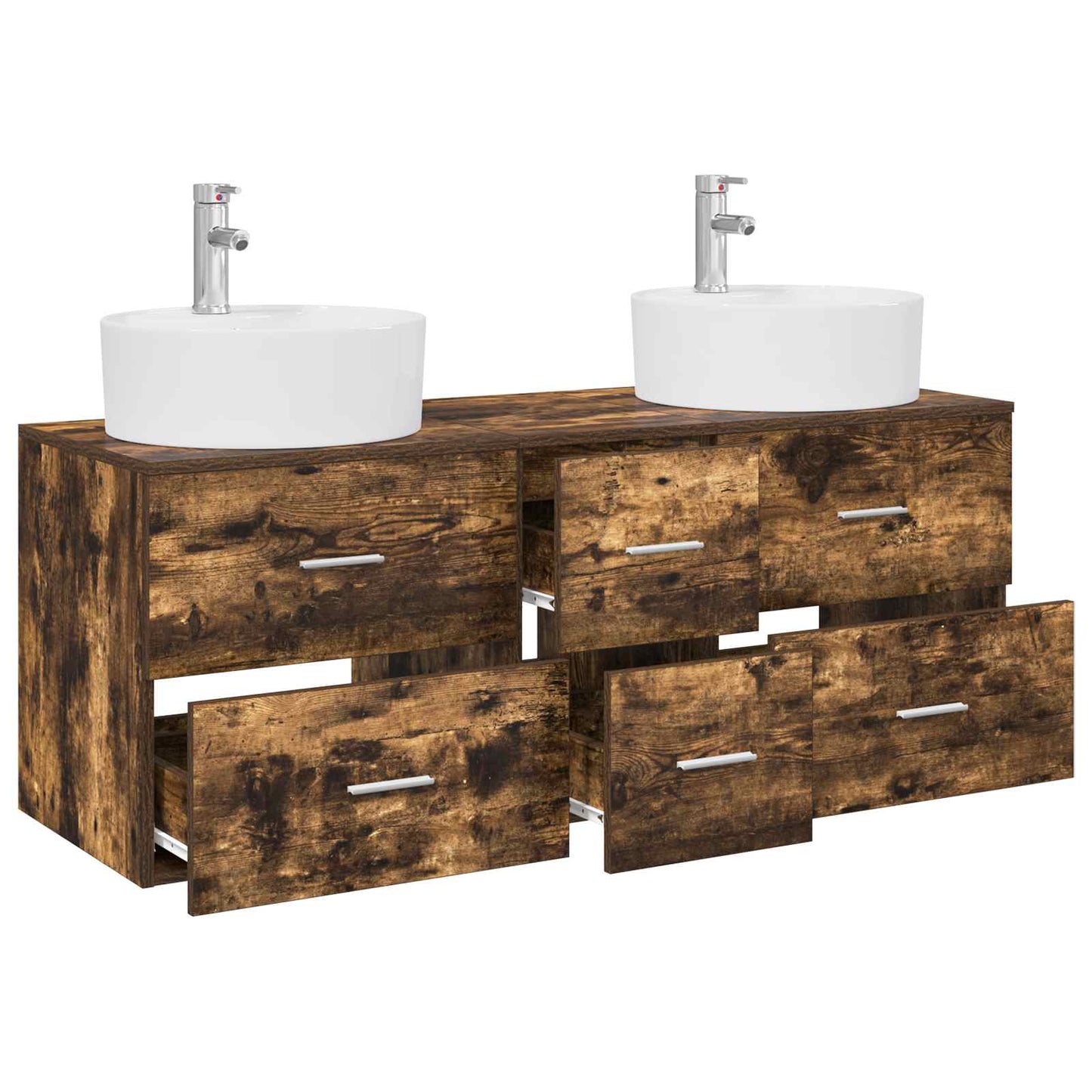 Badkamermeubelset 3 st Gerookt eiken 49,5 x 44,5 x 65 cm