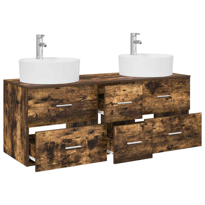 Badkamermeubelset 3 st Gerookt eiken 49,5 x 44,5 x 65 cm