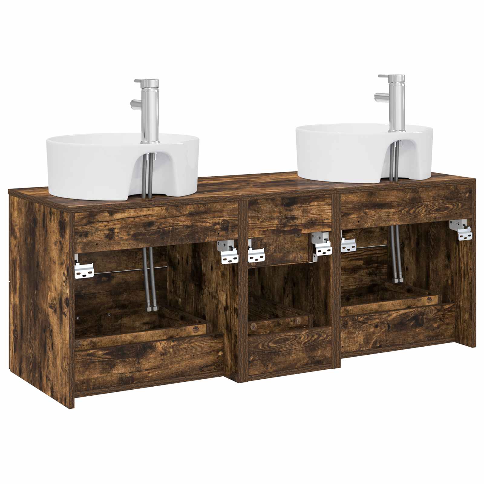Badkamermeubelset 3 st Gerookt eiken 49,5 x 44,5 x 65 cm
