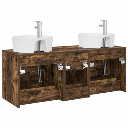 Badkamermeubelset 3 st Gerookt eiken 49,5 x 44,5 x 65 cm