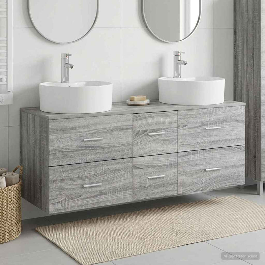 Badkamermeubelset 3 st Grijs Sonoma 49,5 x 44,5 x 65 cm