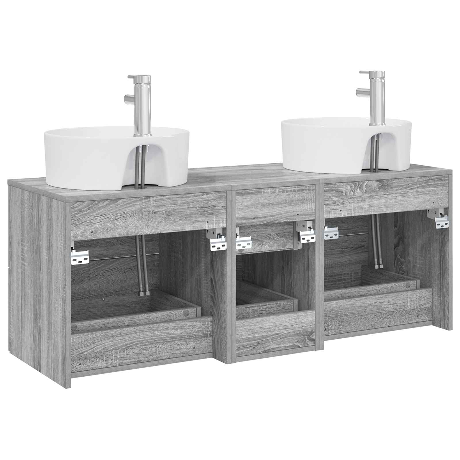 Badkamermeubelset 3 st Grijs Sonoma 49,5 x 44,5 x 65 cm