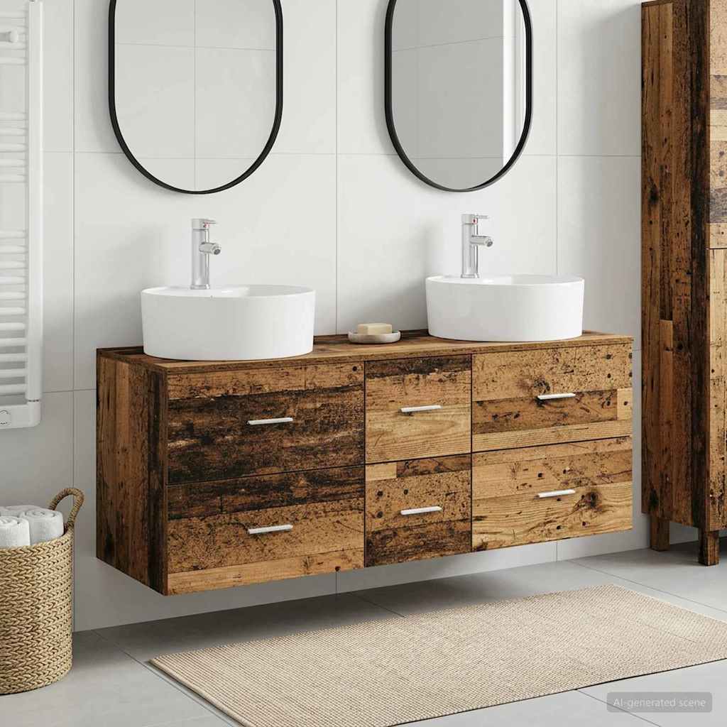 Badkamermeubelset 3 st Oud hout 49,5 x 44,5 x 65 cm