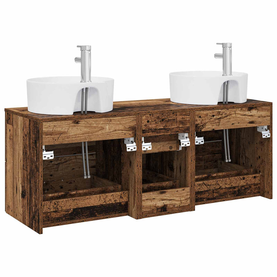Badkamermeubelset 3 st Oud hout 49,5 x 44,5 x 65 cm
