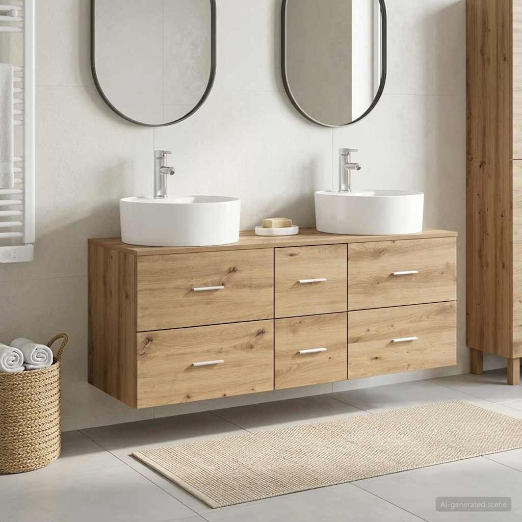 Badkamermeubelset 3 st Artisanaal eiken 49,5 x 44,5 x 65 cm