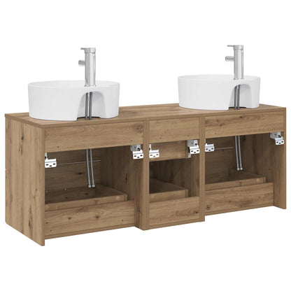 Badkamermeubelset 3 st Artisanaal eiken 49,5 x 44,5 x 65 cm