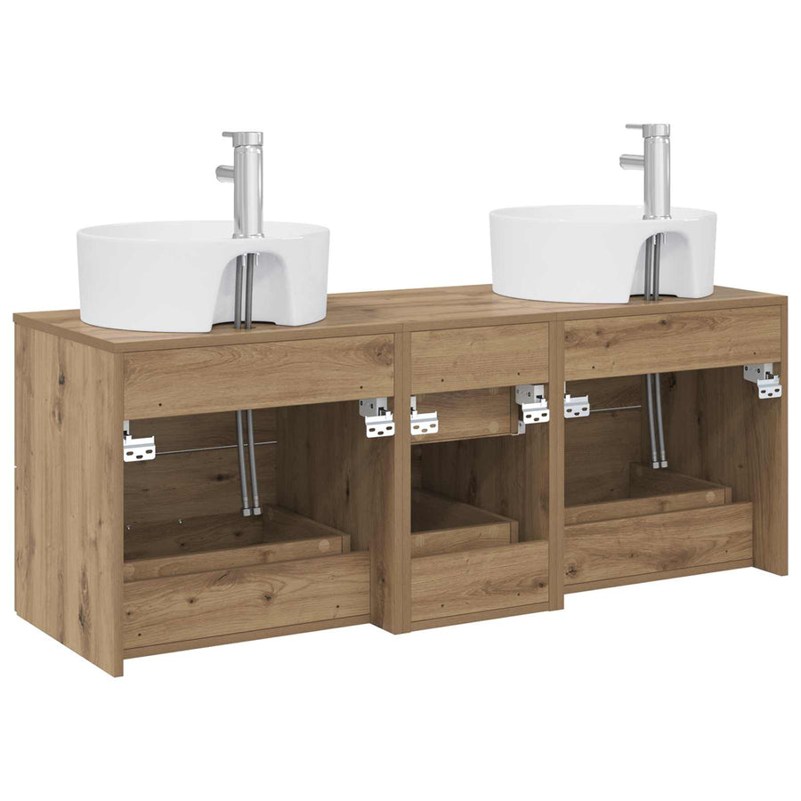 Badkamermeubelset 3 st Artisanaal eiken 49,5 x 44,5 x 65 cm
