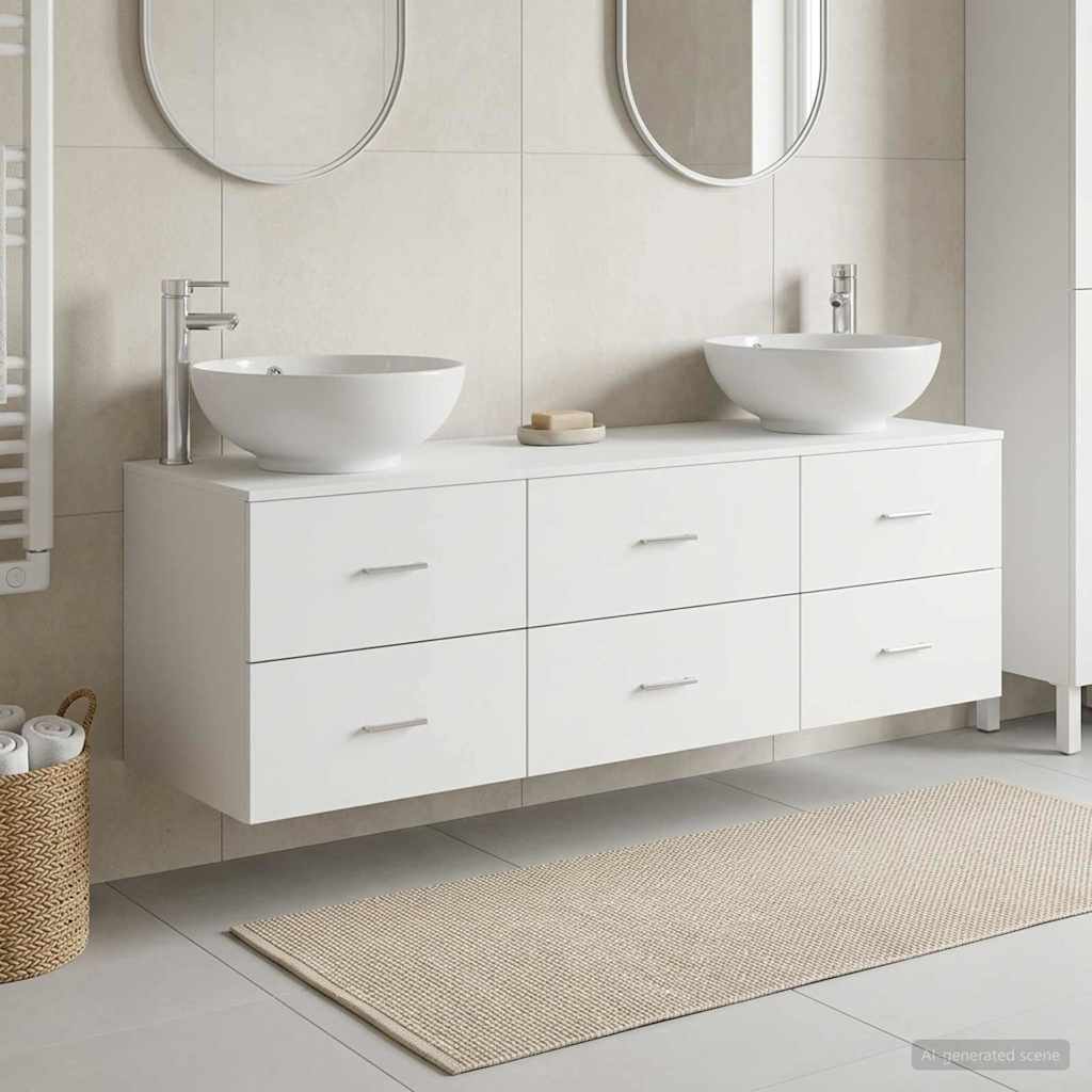 Badkamermeubelset 3 st Wit 49,5 x 44,5 x 65 cm Bewerkt hout
