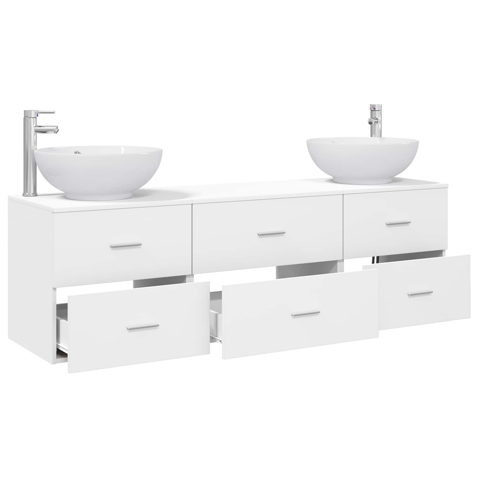 Badkamermeubelset 3 st Wit 49,5 x 44,5 x 65 cm Bewerkt hout