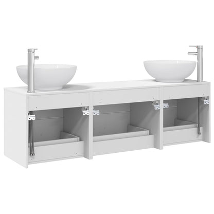 Badkamermeubelset 3 st Wit 49,5 x 44,5 x 65 cm Bewerkt hout